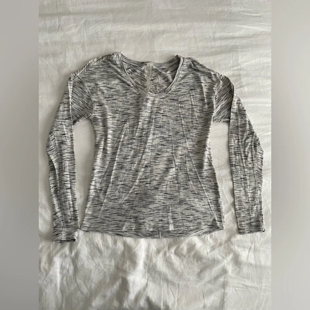 Lululemon 5 Mile Long Sleeve Tiger Space Dye Black White Size 2